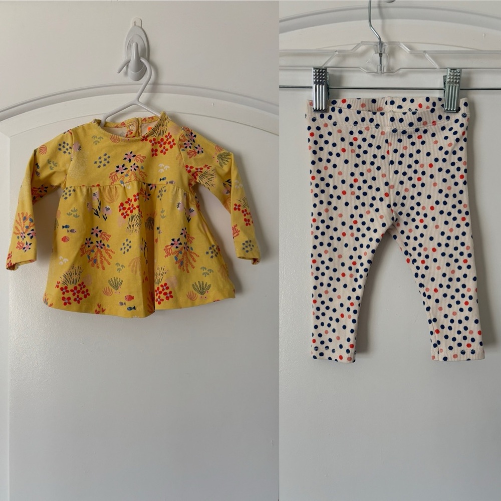 Hema ocean sea polka dot outfit set swing top shirt leggings 62 3-6 months
